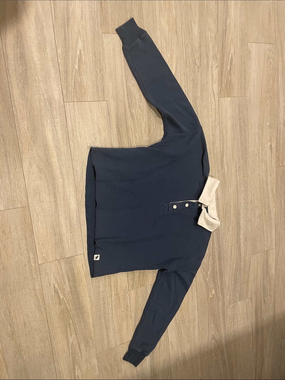 abercrombie kids Navy Pullover with Cream Contrast Collar